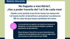 Boleto Docente: desde junio, vas a poder inscribirte o actualizar tus datos del 1 al 5 de cada mes